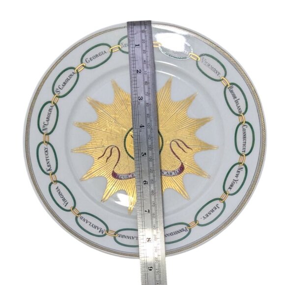 Martha Washington Haviland Salad Plate Gold Starburst St names in Green Rings Li - Picture 9 of 14